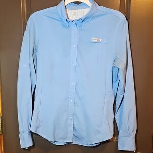 Columbia Blue Blouse Lightweight Casual Top